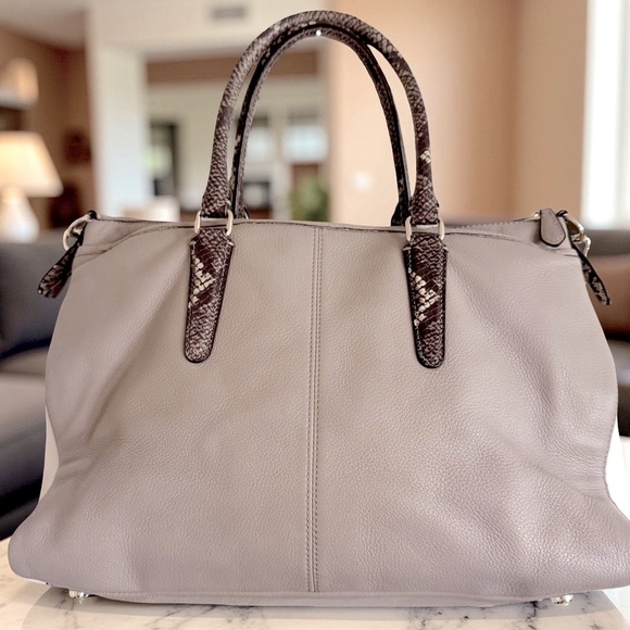 COACH Morgan Color Block Pebble Leather w/Exotic Embossed Trim Satchel/Crossbody - Picture 12 of 15